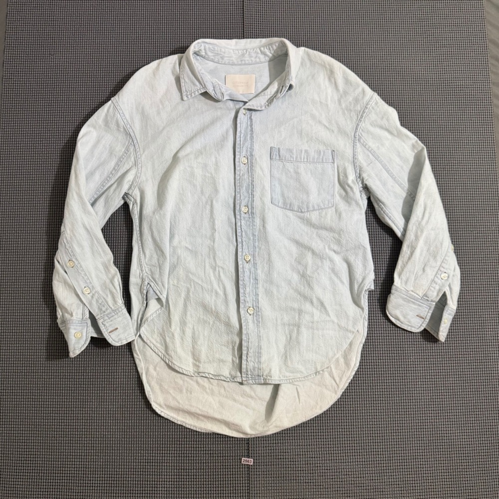 Citizens of Humanity Women Light Wash Denim Button Down Shirt Size S 2563